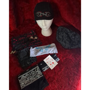 Flydanna Headwrap/Schampa/That's A Wrap/Harley Headband/BUff/GLoves/Garters LOT